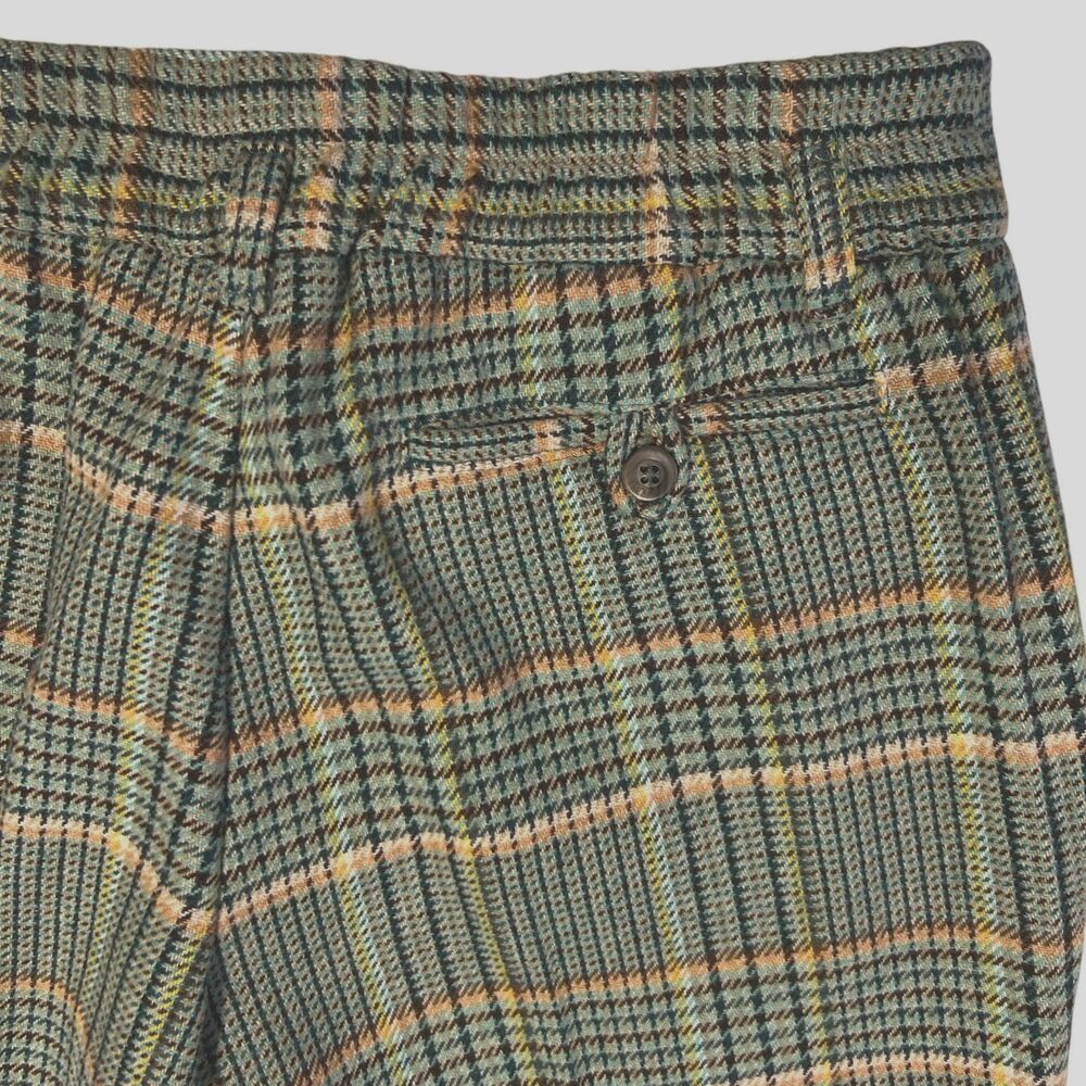 Sisley Womens 42 Small Green Plaid 25 % Wool Blend Cropped Pants Boho Retro Chic - Picture 12 of 16